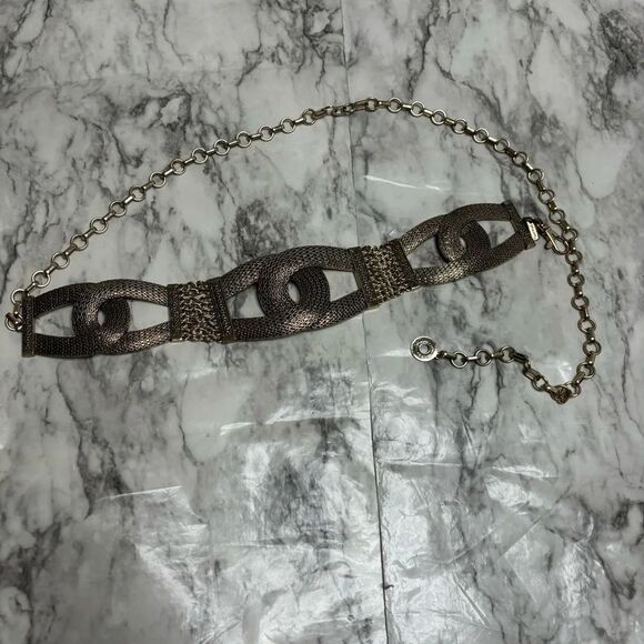 Chico’s 90’s Y2K Gold Large chain Link Belt Metal adjustable - Picture 1 of 3